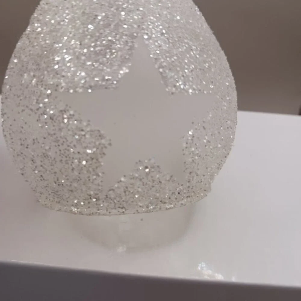 Bogo glass star angel with lovely frosted  glitter holding heart